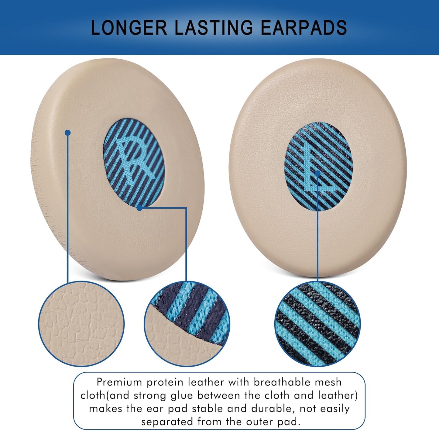 Ear Pads for Bose On-Ear 2 Headphones - GVOEARS Ear Cushions Replacement for Bose OE2 OE2i SoundTrue/SoundLink On-Ear Wireless Headphones (Khaki)