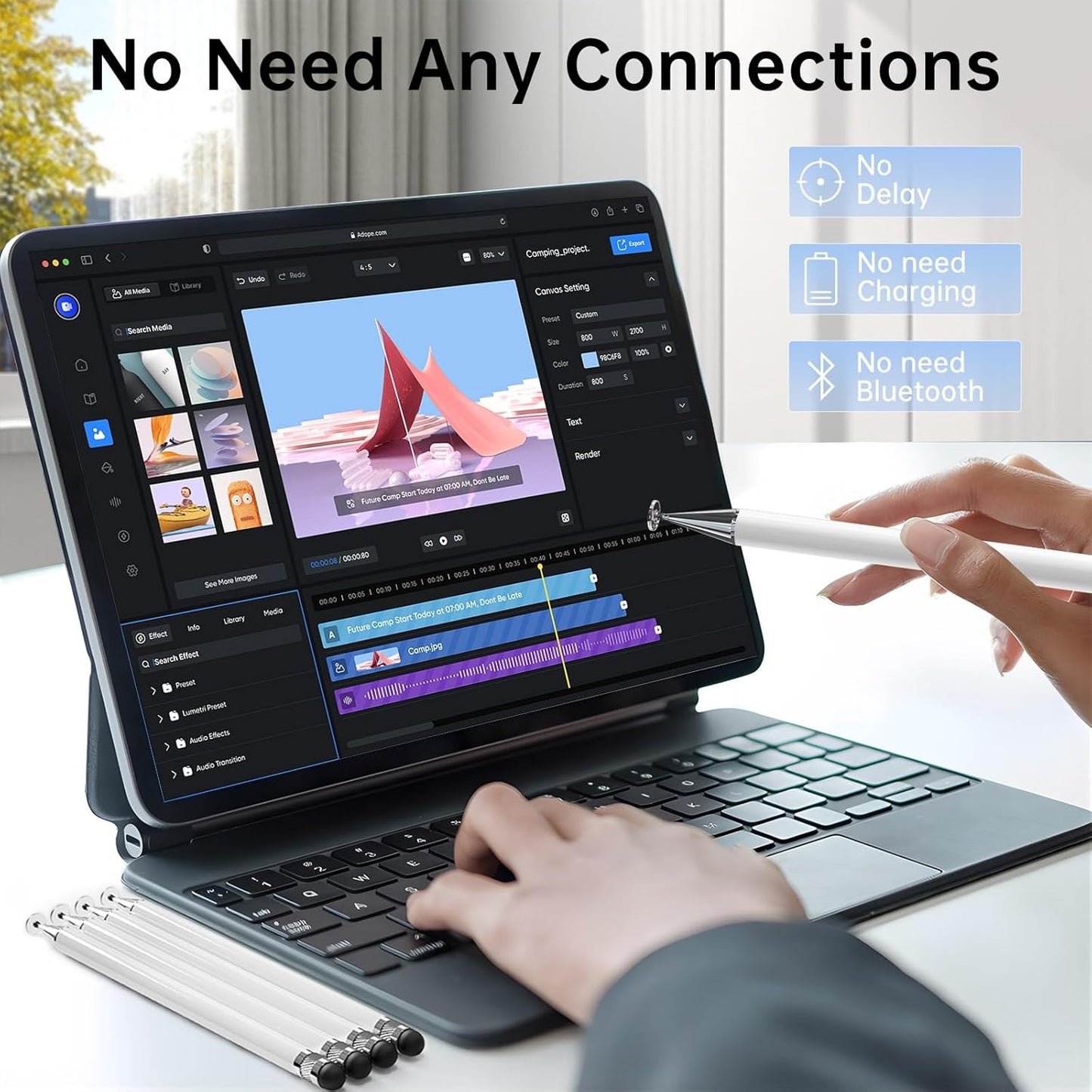 Bopomofo Stylus (5 Pcs), 2-in-1 Stylus Pen for Touchscreen, High Precision and Sensitivity, Suitable for iPhone/ipad/Android Tablets, Compatible with All Touch Screens,White