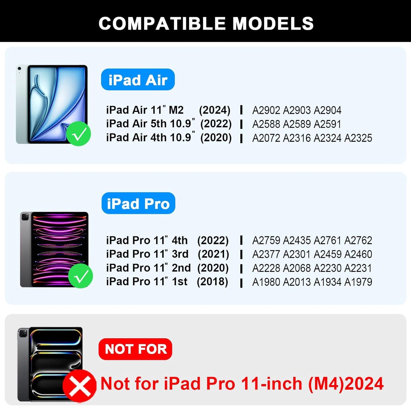 BABG Keyboard Case for iPad Air 11-inch (M2) 2024 & iPad Pro 11 inch (1st/2nd/3rd/4th Generation),Magic Keyboard Case with Multi-Touch Trackpad,Backlit,Compatible with 10.9” iPad Air 5th/4th Gen-BLACK