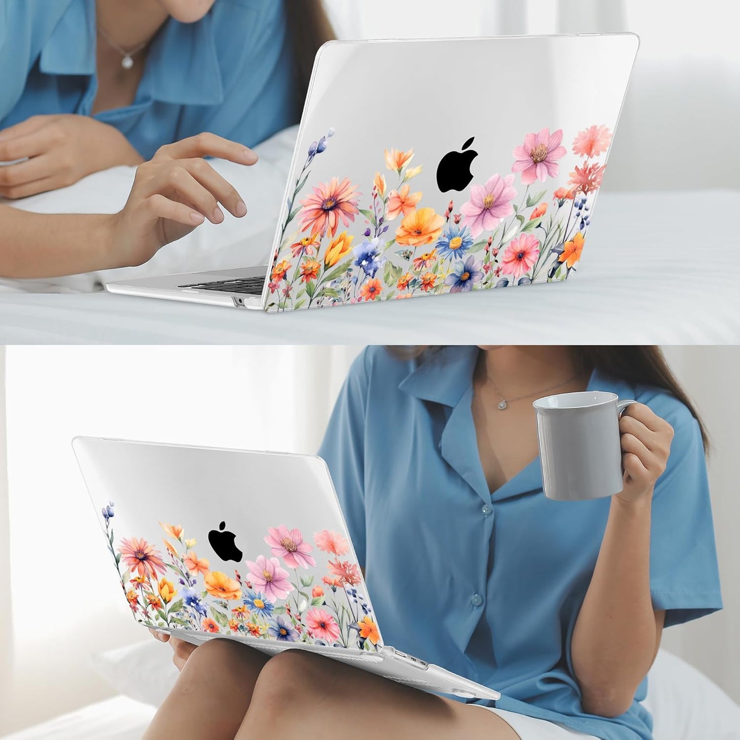 Mektron for 2025 M4 MacBook Air 13.6 Inch A3240 Case Fits 2023 A2681 M2 2024 A3113 M3 Chip with Liquid Retina Display Touch ID, Printed Plastic Hard Shell Cover for MacBook Air 13.6", Floral P165