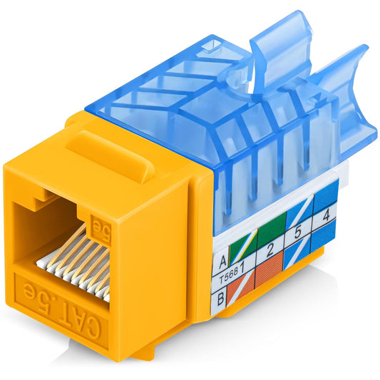 Everest 45° Angled RJ45 Cat5e Keystone Jacks 50-Pack in Yellow - Slim Profile Female RJ45 Connectors - Cat 5e Keystone Jack - Compatible with 45° Angled Speed Termination Tool - 45Term (B0BL3GS7ZY)
