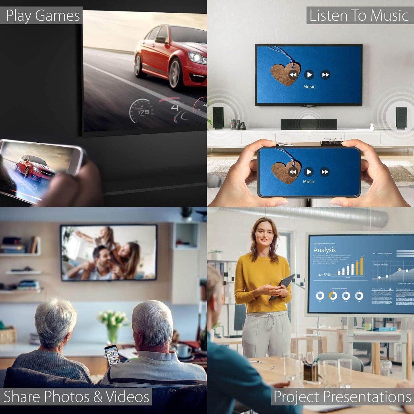 j5create ScreenCast HDMI Wireless Display Adapter Receiver - Mirror Phone, Tablet, Laptop to HDTV - Compatible with MiraCast, AirPlay, Android, Windows 10 PC, iOS, iPhone, Tablet (JVAW56)