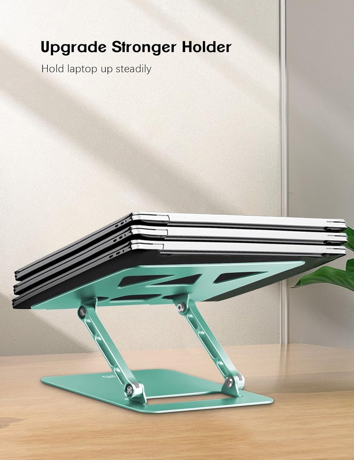 Adjustable Laptop Stand for Desk,Portable Laptop Stand Holder and Riser,Foldable Aluminum Notebook Computer Stands for MacBook Air Pro HP Lenovo Dell Samsung, 10-15.6 inch (Fresh Green)