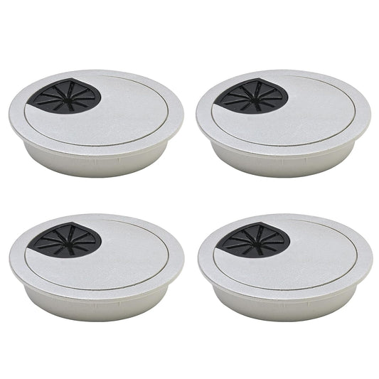 Desk Grommet 2-3/8" (60 mm), Desk Cord Hole Cover, Cable Grommet ABS Plastic, Desk Hole Grommet for Office and Home Table Cable, Detachable Cable Cord Organizer (Silver Sand 4 Pcs)