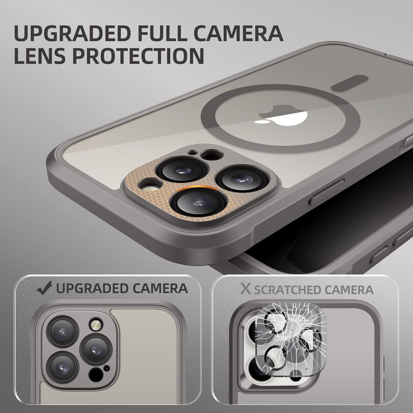 BERFY Magnetic for iPhone 16 Pro Case, Compatible with MagSafe, Built-in Privacy Screen Protector and Upgraded Camera Protection, Anti-Spy Full Body Shockproof Phone Case for 16 Pro 6.3", Grey