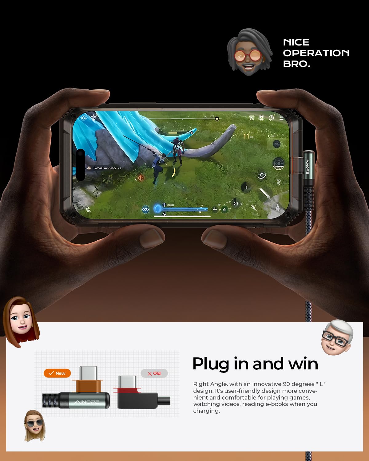 AINOPE USB C Cable [2-Pack, 6.6ft] 3.1A Type C Charger Fast Charging, Right Angle USB to USB C Cable for iPhone 17 Carplay Cable, Galaxy S10+ S10 S9, Note 10 9, LG V30, Moto, iPhone 16 15 Charger Cord