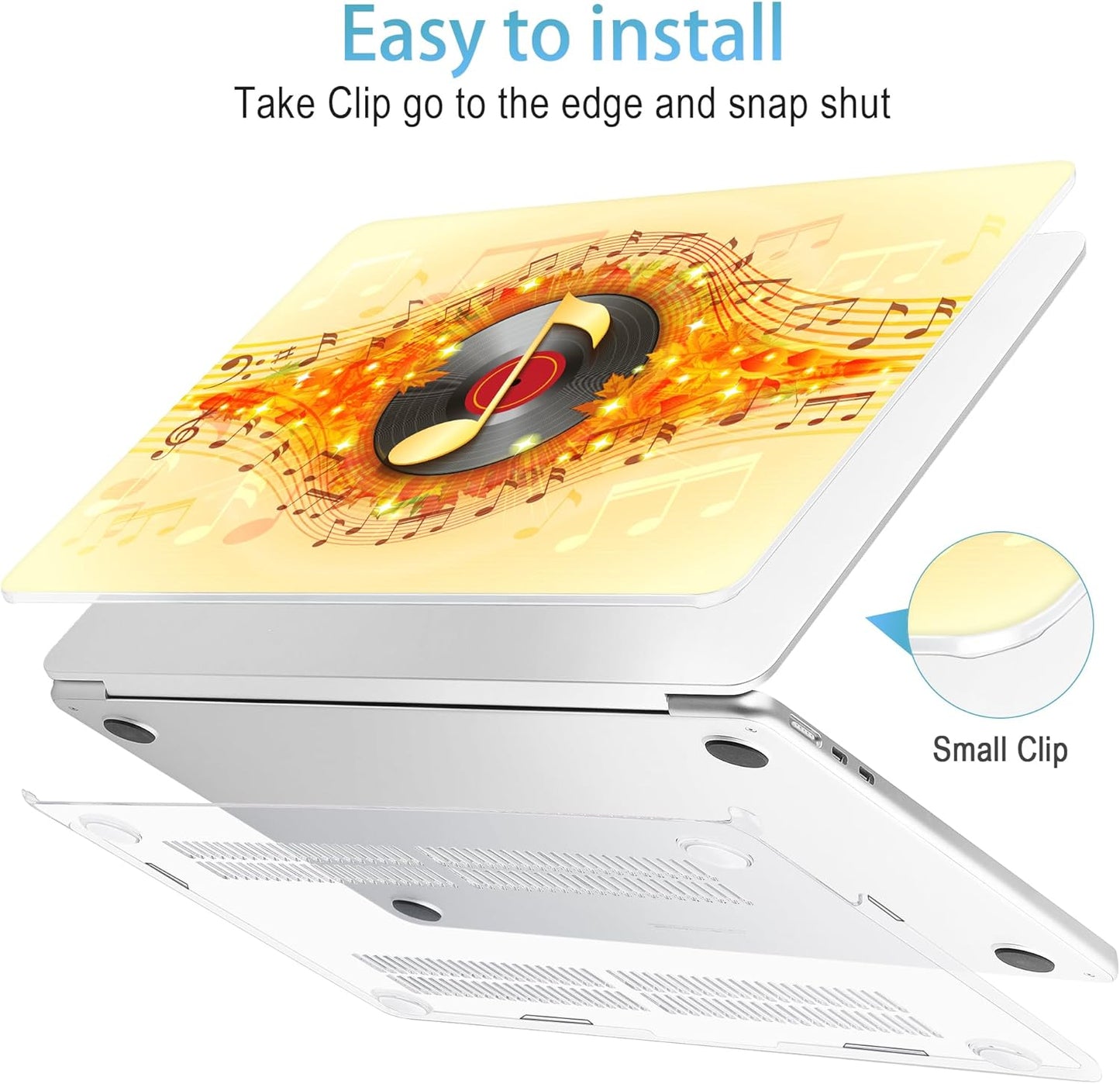 Mektron for 2025 M4 MacBook Air 13.6 Inch A3240 Case Fits 2023 A2681 M2 2024 A3113 M3 Chip with Liquid Retina Display Touch ID, Printed Plastic Hard Shell Cover for MacBook Air 13.6", Music Record