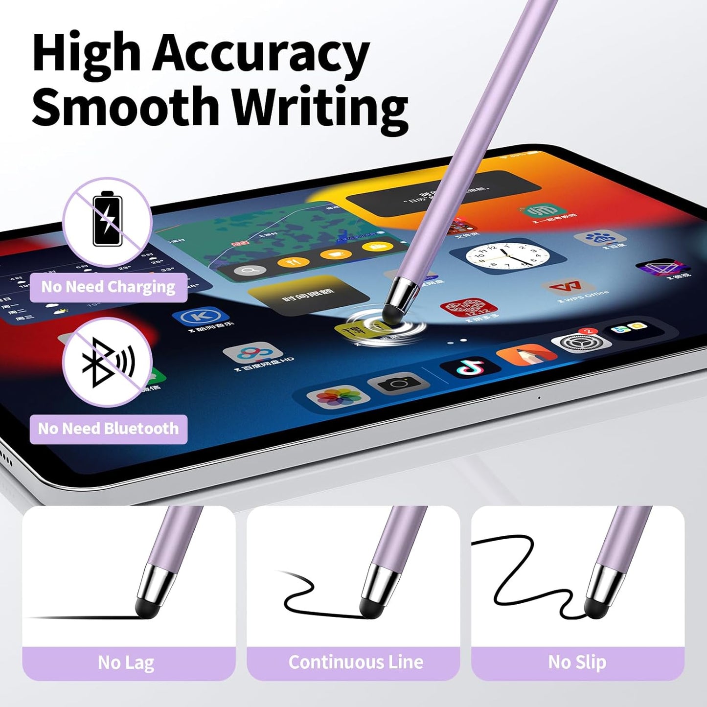 10 PCS Stylus,Stylus Pen for Touchscreen,Stylus 2-in-1 High Sensitivity & Precision Suitable for All Touch Screens of iPhone/ipad/Android Tablets(10 Stylus Pen Purple/Black + 20 Tips)