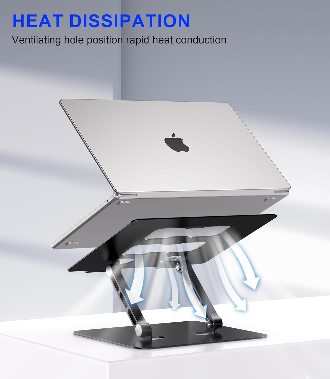 Adjustable Laptop Stand,Ergonomic Foldable Notebook Computer Holder.Compatible with MacBook iPad Dell HP Lenovo ThinkPad Acer ASUS Samsung and More 10-17" Laptops Tablets,Black