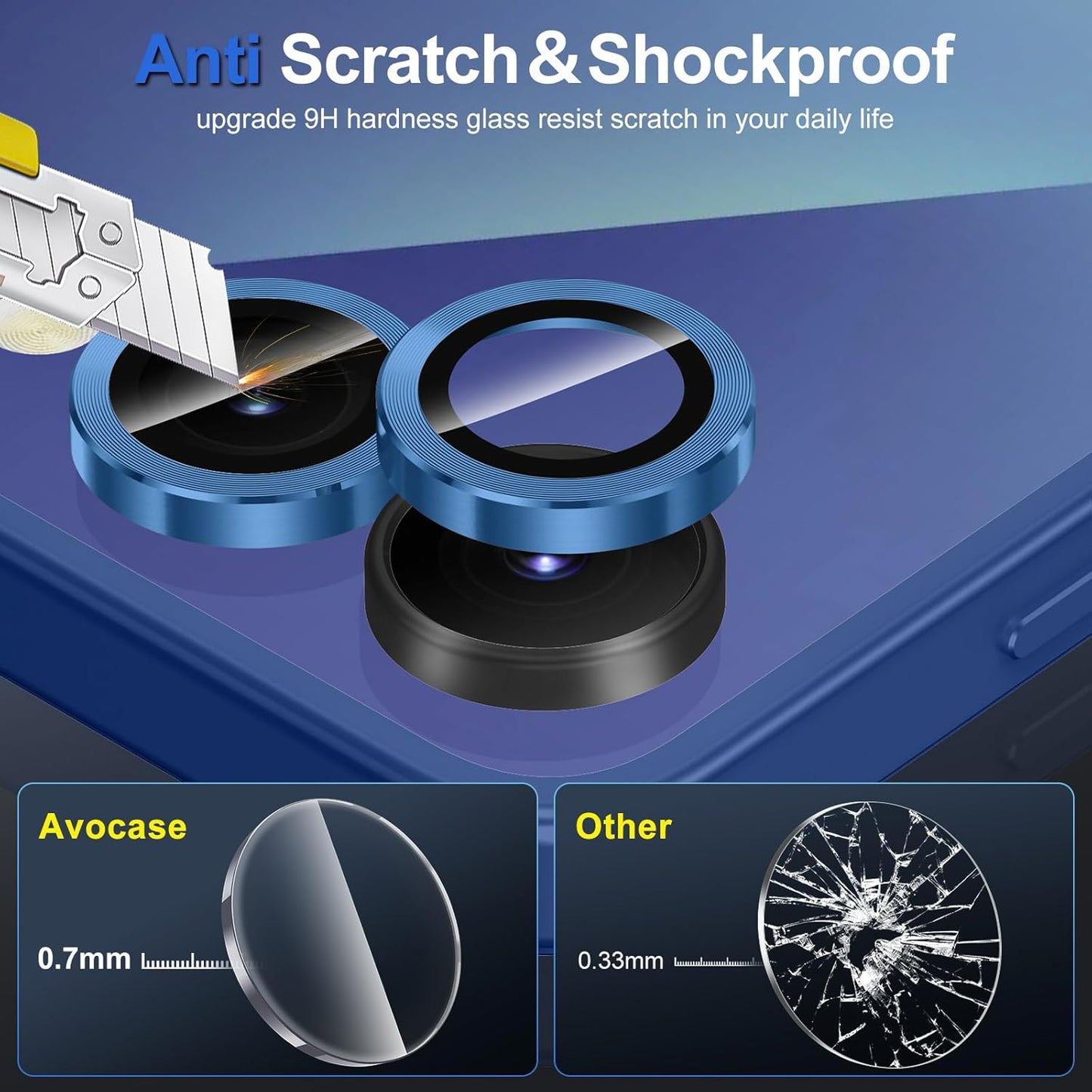 for Samsung Galaxy Z Flip 7 Camera Lens Protector, Individual Metal Ring Tempered Glass Lens Cover, [Strong Adsorption] Scratch Resistant Ultra-Thin HD Clear Lens Cover, 1 Set-Blue Shadow