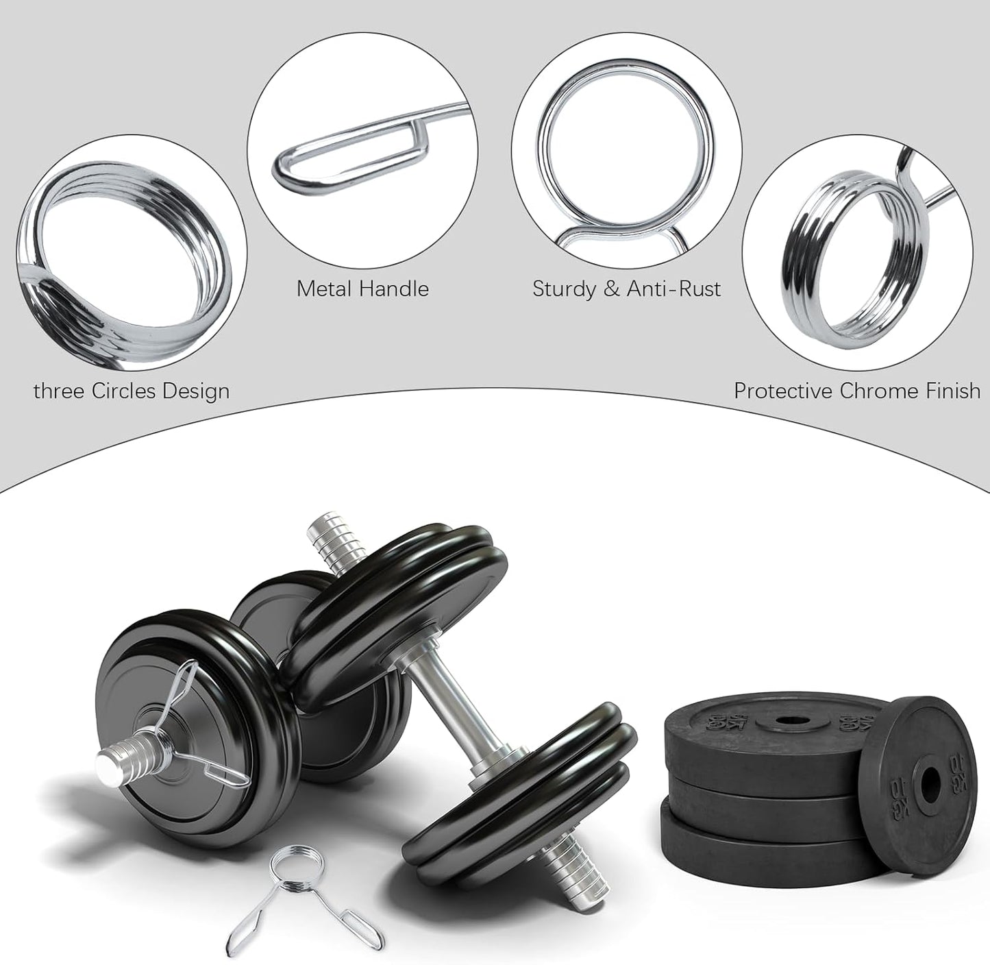 4 Pieces 2 Inch Dumbbell Spring Collars Barbell Clamps Locking Collars Clips for Weightlifting Exercise Fitness Training Supplies