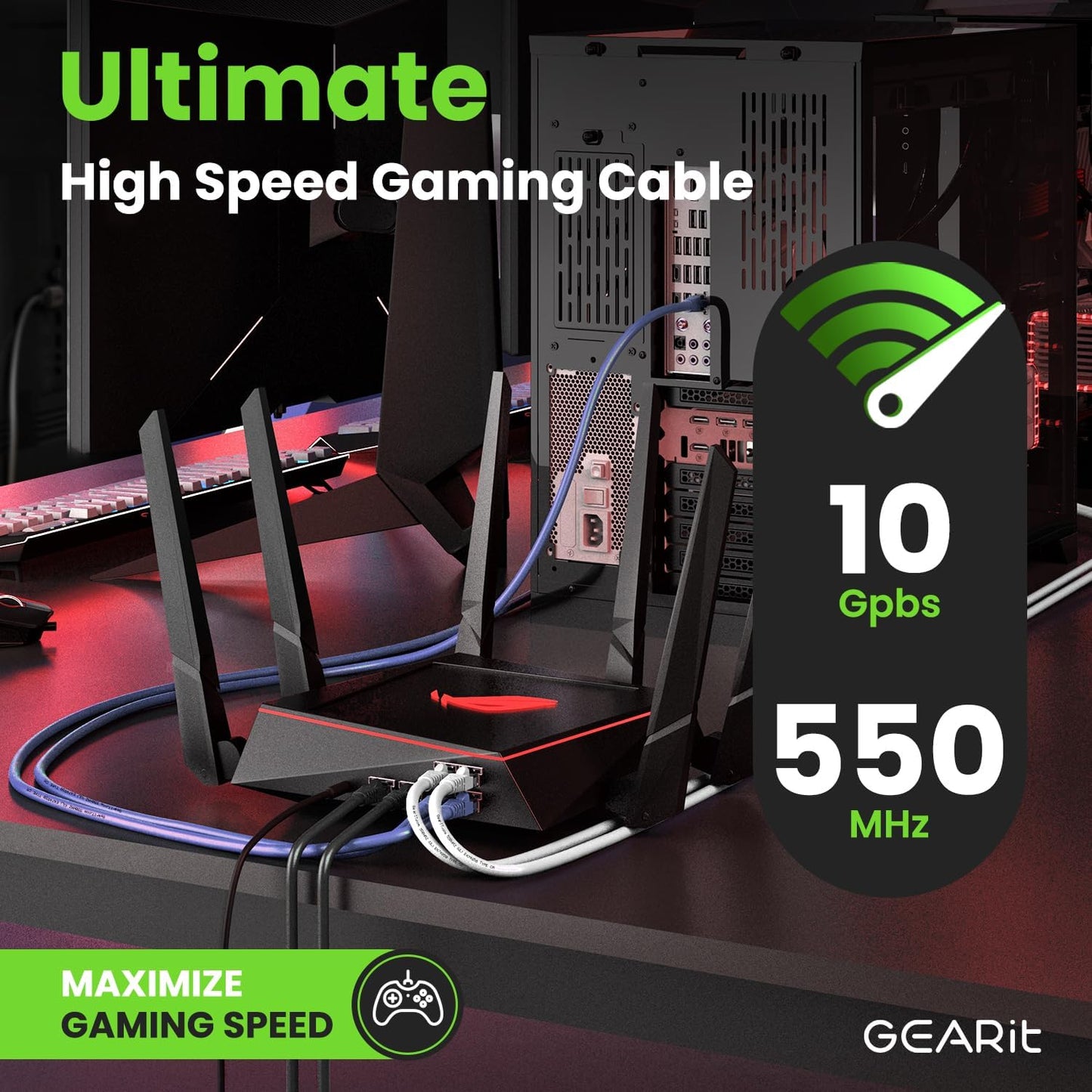 GearIT Cat 6 Ethernet Cable (10-Pack 7 Feet) Cat6 Network Patch, 10Gbps, RJ45, Snagless Cord, Gold-Plated Connectors, Internet for PC, TV, Tablet, Router, Printer, Servers, IT Data Center - Purple