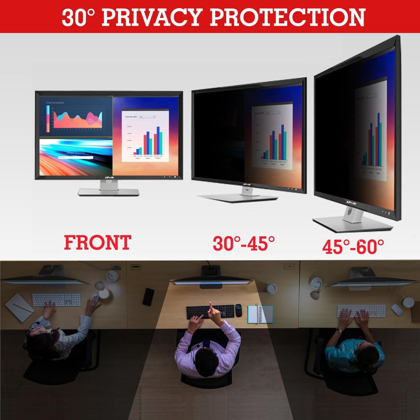 23.8 Inch Privacy Screen Filter for 16:9 Widescreen Monitor | Privacy Shield | Anti-Glare | Anti-Blue light Protector | Eye Protection | Computer Security Private Filter