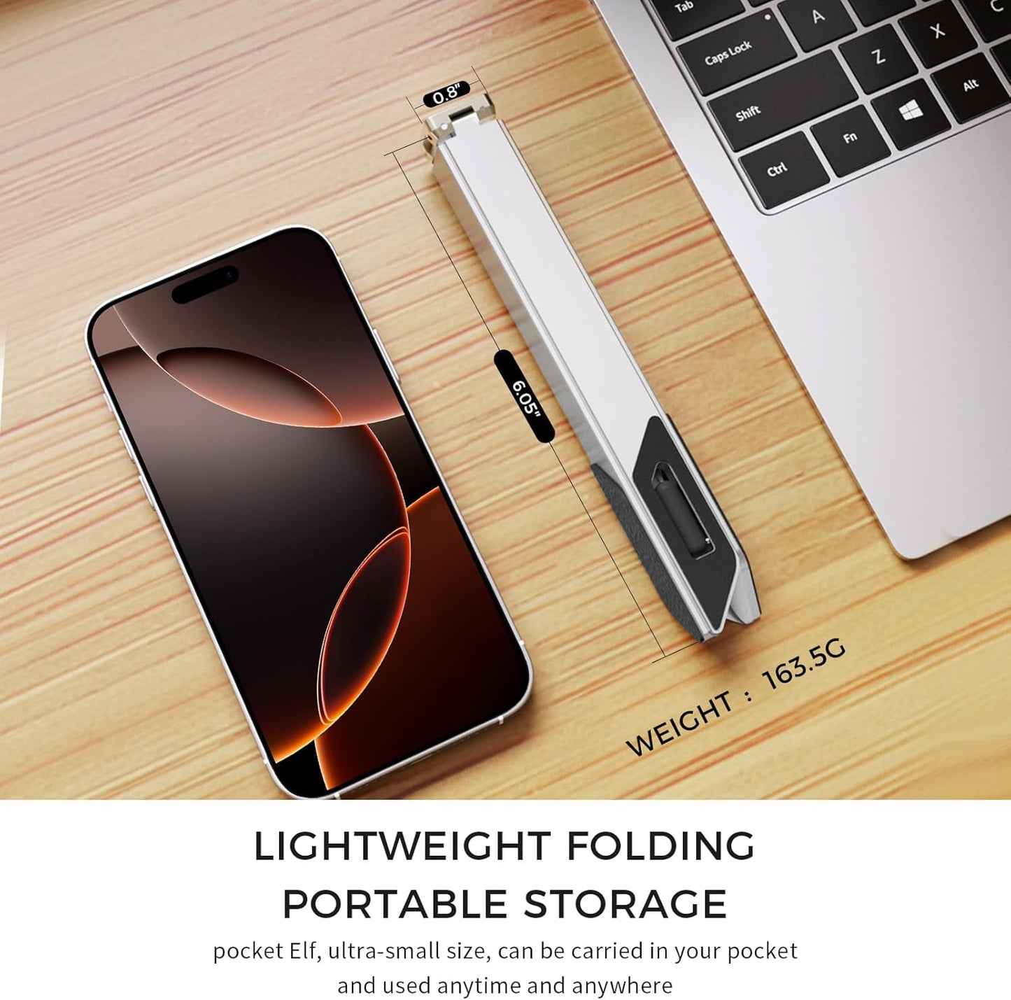 Junfire Foldable Laptop Stand for 17.3 inch, Aluminum Stable Ergonomic Laptop Riser with 6-Levels Height Adjustment, Fits with MacBook Air, MacBook Pro, HP, Dell, Lenovo (Up to 17.3'')-Sliver