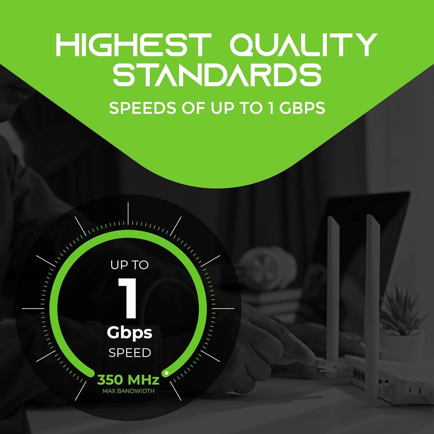 GearIt 24-Pack, Cat5e Ethernet Patch Cable 2 Feet - Snagless RJ45 Computer LAN Network Cord, Black