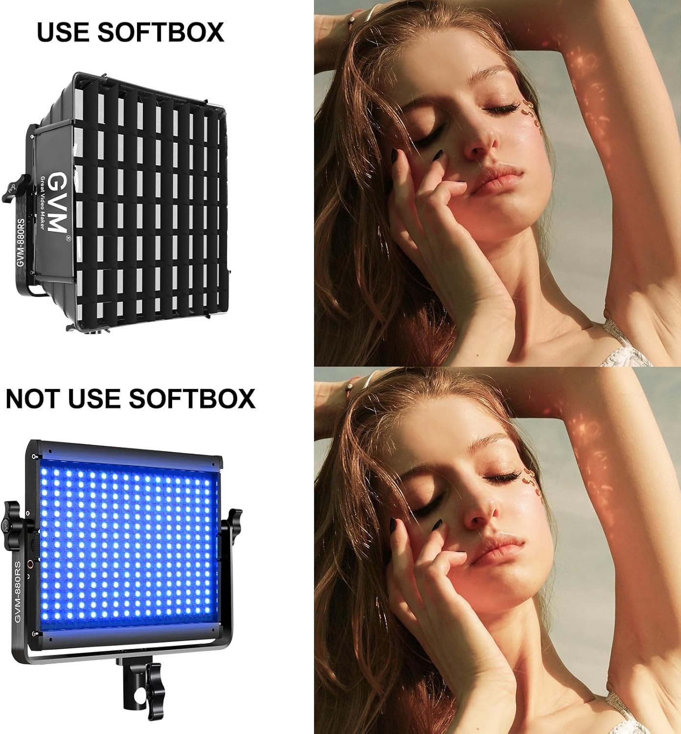 GVM RGB Photography Lighting Kits with 2 Softboxes, 880RS 60W Studio Lights with Bluetooth Control, 2 Packs Video Light with 18 Lighting Scenes, led Panel Lights for Video Recording, 8330lux/0.5M