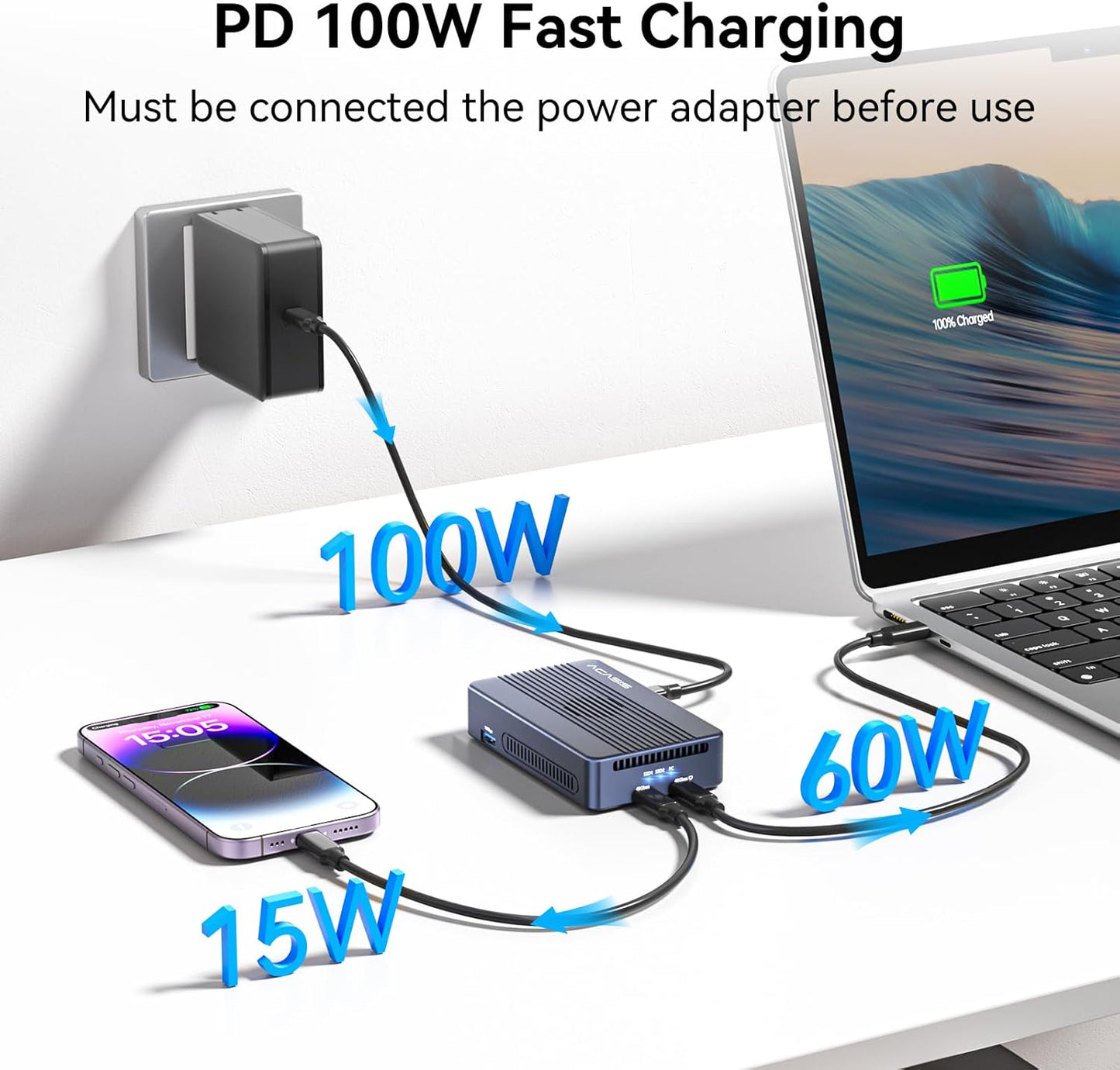 ACASIS 40Gbps M.2 NVMe SSD Enclosure, Cooling Fan, Compatible Thunderbolt 4/3/USB 4.0, Tool-Free, Aluminum Dock Dual Monitor, Support Software RAID, 2 USBC 40Gbps for M1/M2/Windows