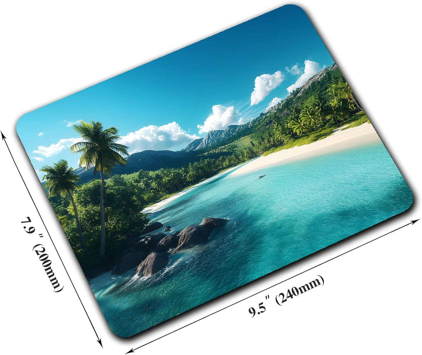 Aesthetic Beach Landscape Mouse Pads for Desk, Portable Wireless Computer Mouse pad Small Design with Women, Non-Slip Rubber Base Laptop Mousepad 9.5" x 7.9" Smooth Surface for Office & Travel