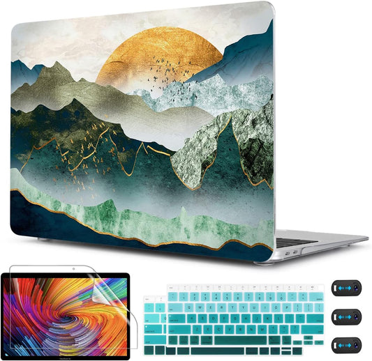 CISSOOK Mountain Case for MacBook Air 13 inch 2020 2021 2019 2018 Release Model A2337 M1 A2179 A1932 with Touch ID, Plastic Sunshine and Mountain Scenery Cover for MacBook Air 13" with Keyboard Cover