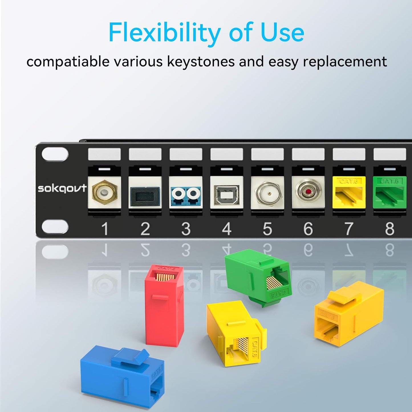 12 Port Mini Blank Keystone Patch Panel with Snap-in Design, Cat6 Network Patch Panel 1U 10 inch, Rack Mount Ethernet Patch Panel (for Slim Keystone Only)