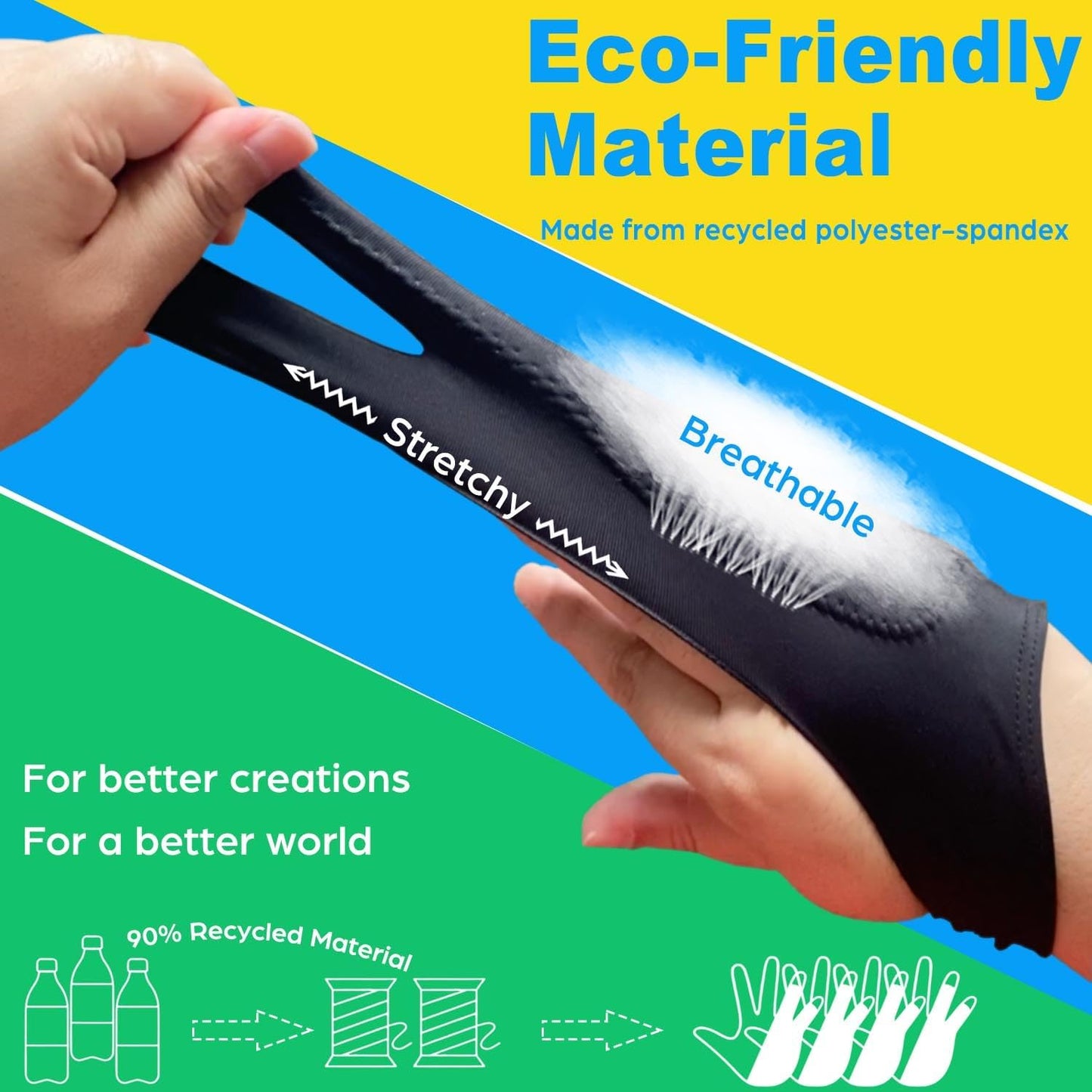 Drawing Glove, Artist Glove for Drawing Tablet iPad, Digital Art Palm Rejection Glove, Good for Left and Right Hand – M, 2 Pack