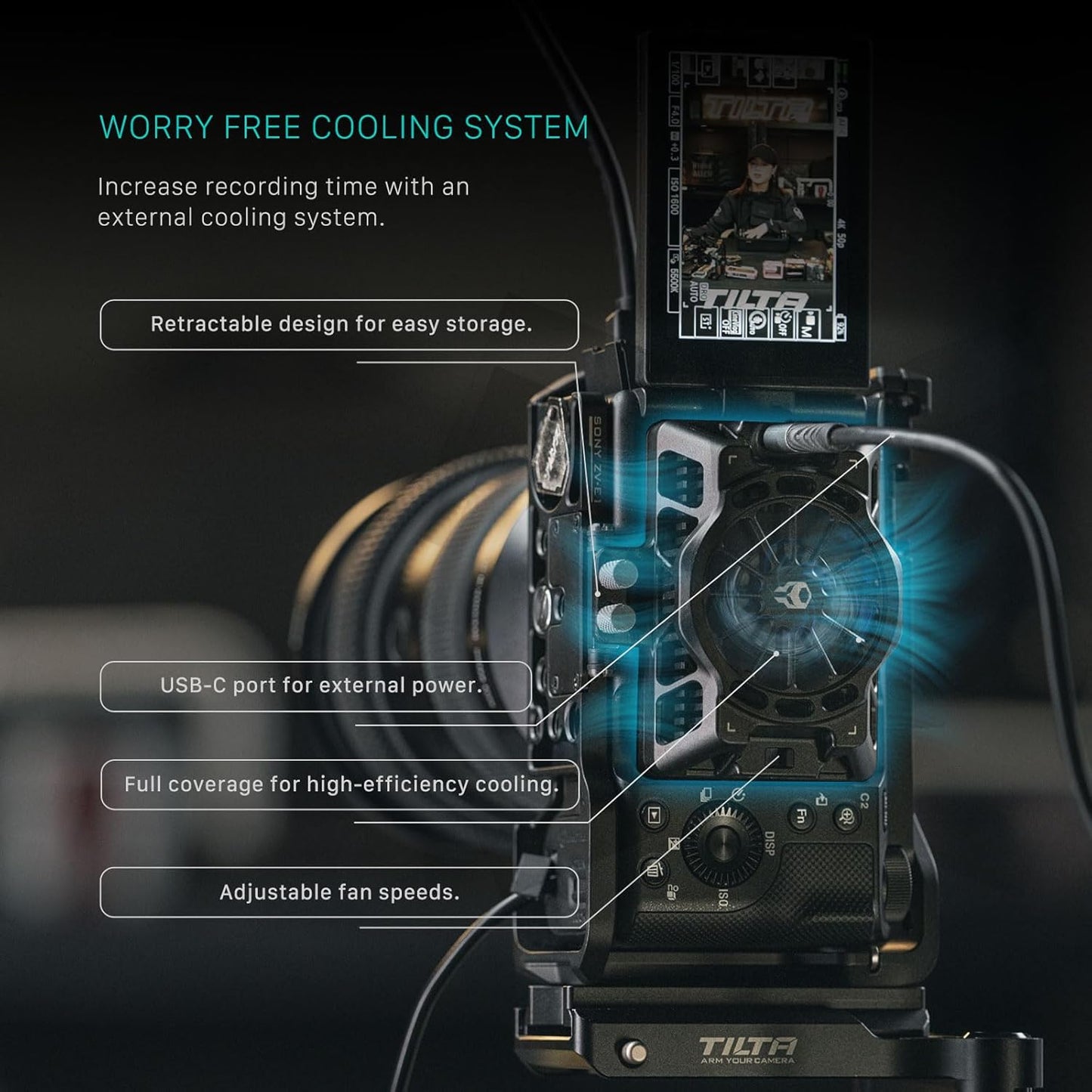 Tilta Camera Cage for ZV-E1 Pro Kit | Includes NATO Top Handle, Cooling System, Rod, LWS Baseplate | Cold Shoe, NATO Rail, M3 and 1/4""-20 Threads Mounts | Silver