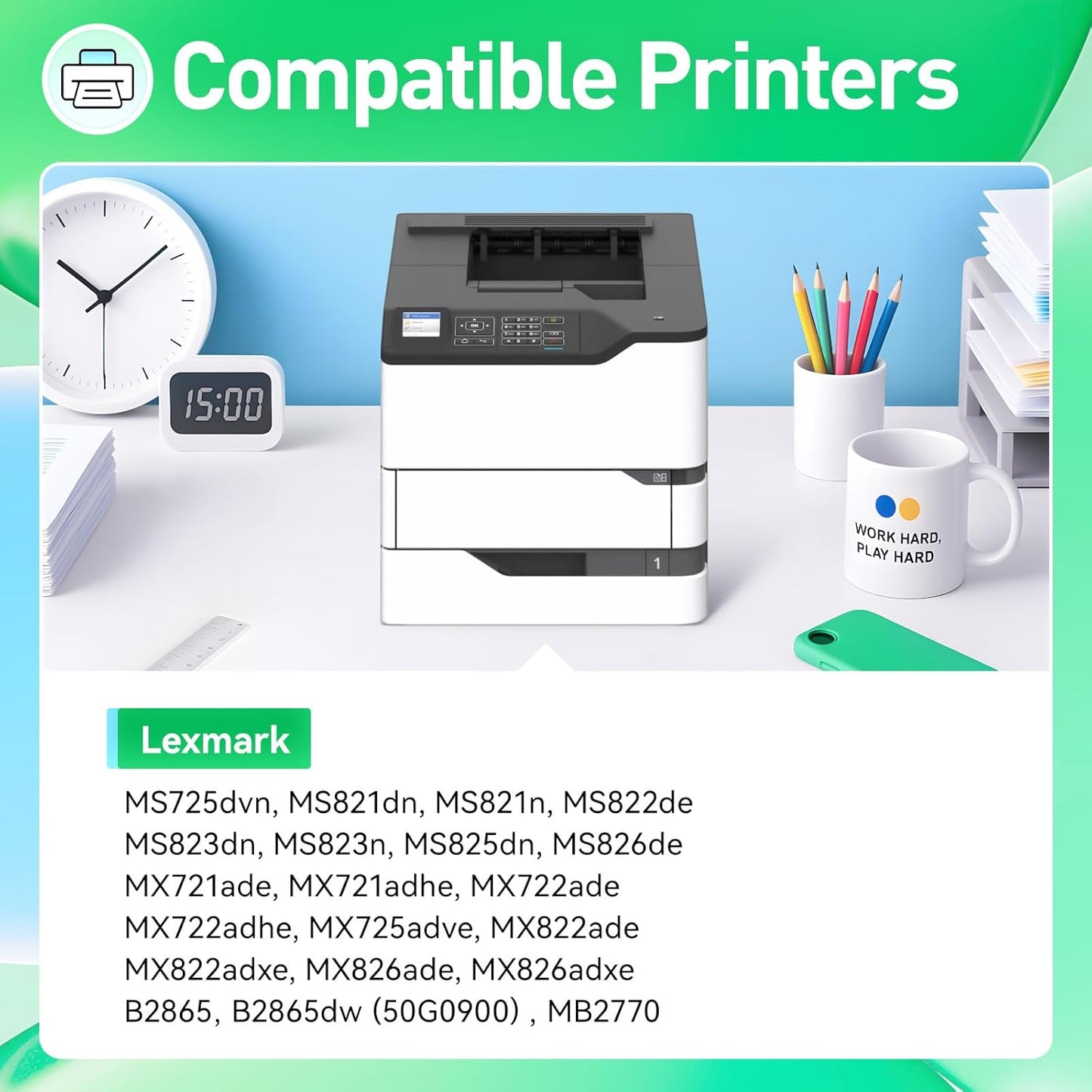 58D0Z00 Imaging Unit Not Toner Black 1-Pack Replacement for 58D0Z00 Drum Unit Compatible for Lexmark MS725 MS821 MS822 MS823 MS824 MS825 MS826 MX721 MX722 MX725 MX822 MX824 MX826 B2865dw Laser Printer