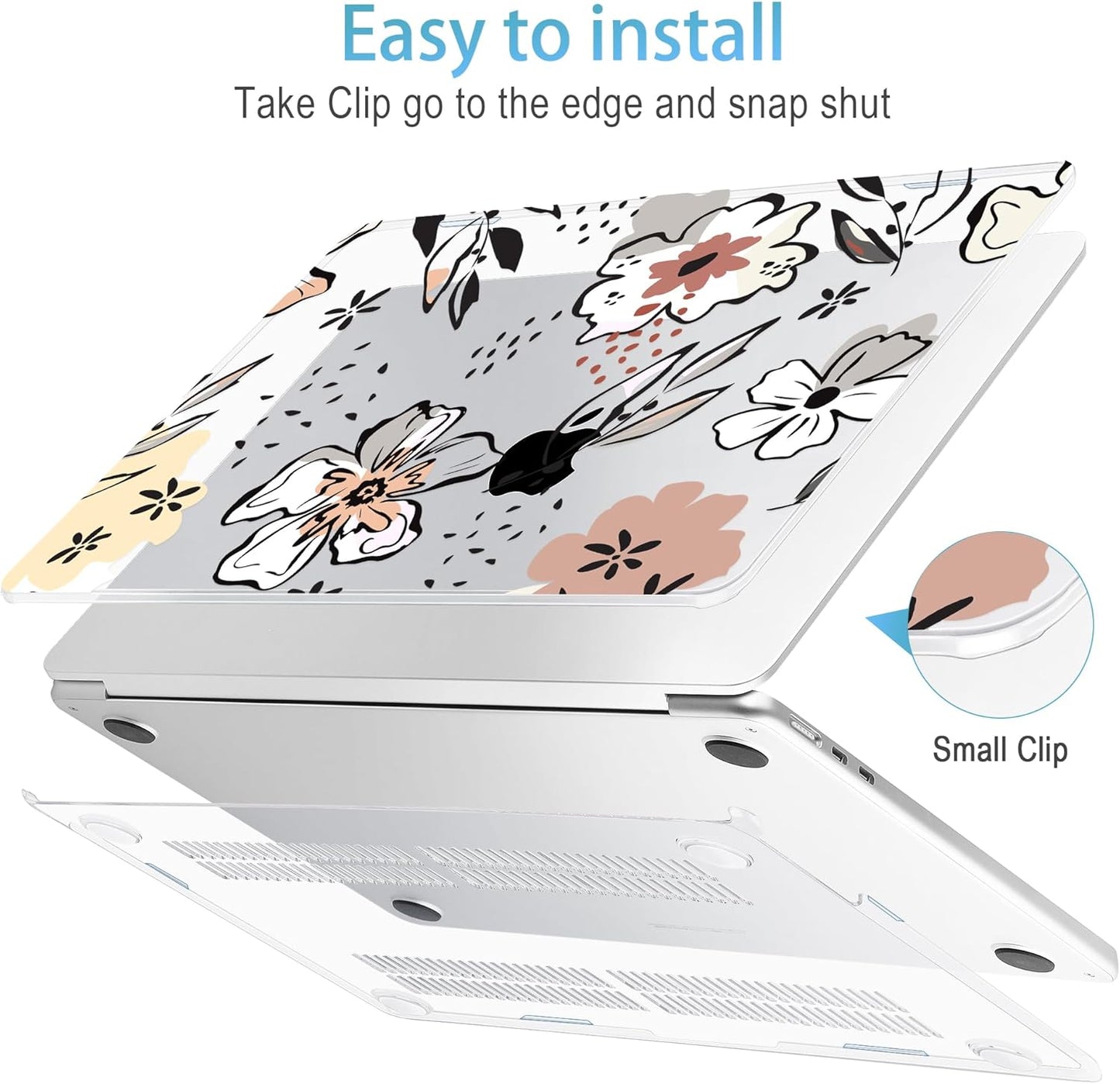 Mektron for 2025 M4 MacBook Air 13.6 Inch A3240 Case Fits 2023 A2681 M2 2024 A3113 M3 Chip with Liquid Retina Display Touch ID, Printed Plastic Hard Shell Cover for MacBook Air 13.6", Floral C383
