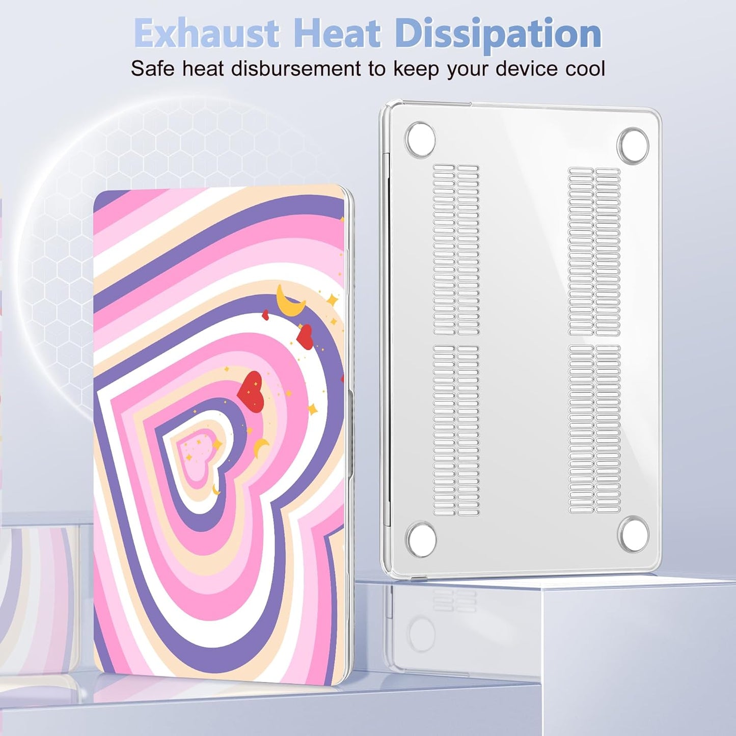 Case for MacBook Air 15 Inch 2025 2024 2023 Release M4 A3241 M3 A3114 M2 A2941, Hard Shell with Screen Protector & Keyboard Cover, Compatible with Touch ID, Wildflower Heart