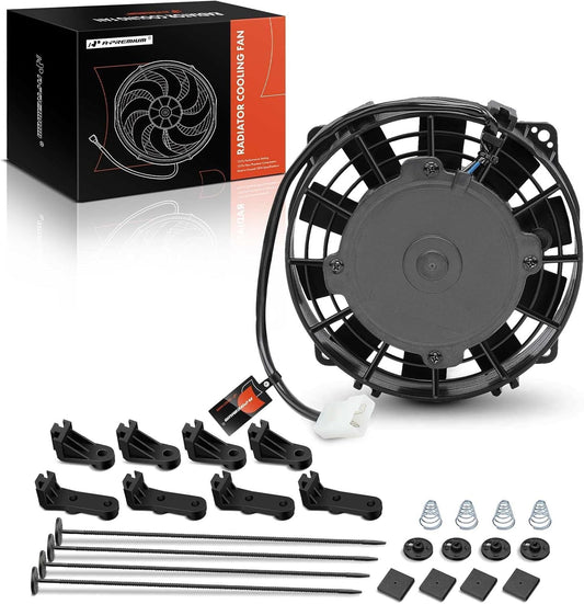 A-Premium 6.5'' 6.5 inch Slim Fan Pull Universal Electric Radiator Cooling Fan Assembly, 12V 80W with Mount Kit