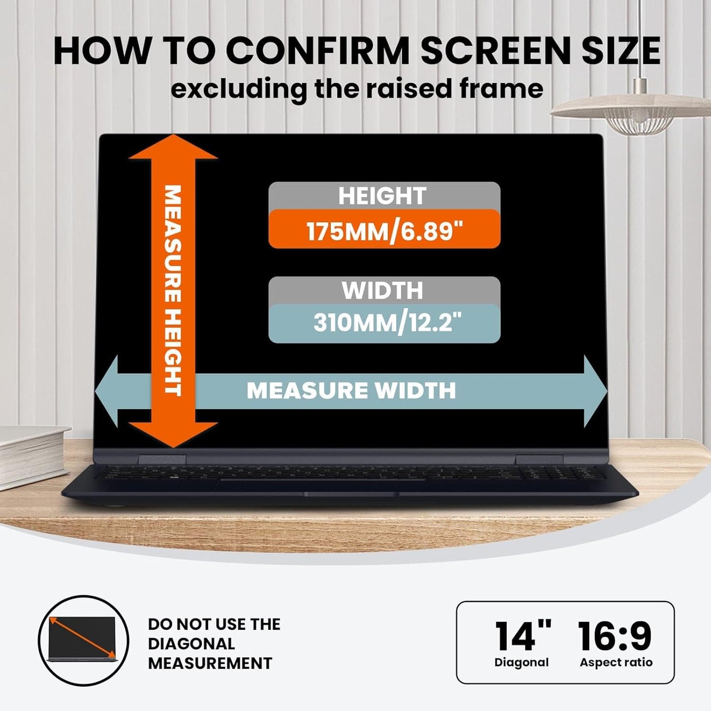 HD Laptop Privacy Screen 14 inch, Upgraded Laptop Privacy Screen for 16:9 Widescreen Removable Anti Glare Cover and Blue Light UV-Blocking Filter