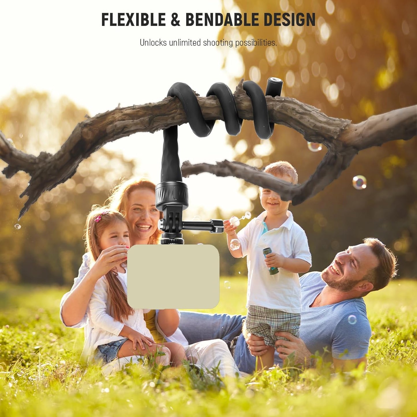 NEEWER Flexible Phone Holder with Magnetic Quick Release Camera Mount Compatible with Insta360 DJI Action 4 iPhone, Bendable Selfie Stick for Shopping Cart/Stroller/Treadmill/Gym, GP-17