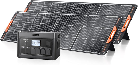 2400W Solar Generator with 2 * 200W Flexible Panel, GRECELL 1843Wh Portable Power Station w/ 2400W(4800W Peak)4 AC Outlets, Fast Charging Emergency Backup Battery UPS for Home Outage RV/Van, H2400