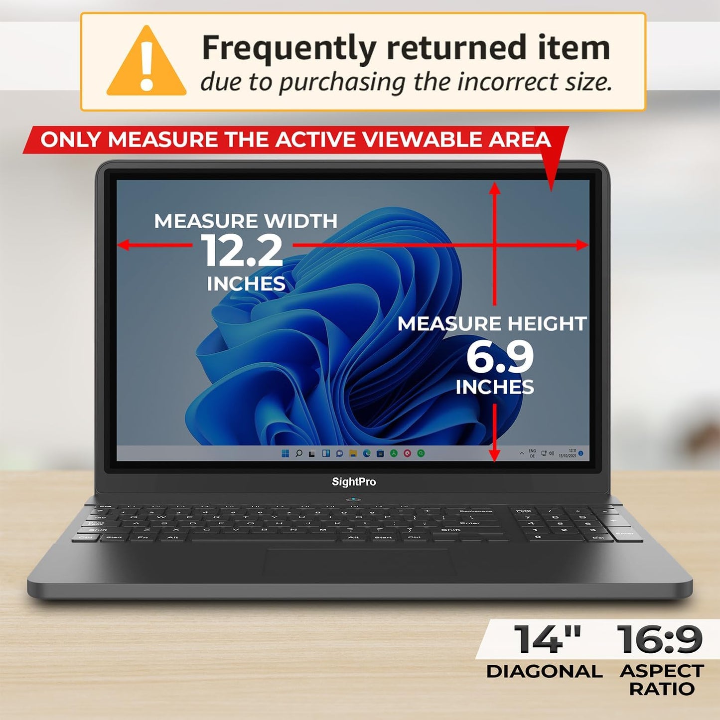 14 Inch 16:9 Laptop Privacy Screen Filter - Privacy Shield and Anti-Glare Protector