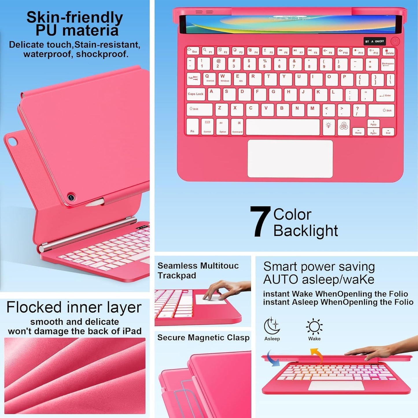 for iPad 9th Generation Case with Keyboard,Magic Style Keyboard Case for iPad 9th/8th/7th Gen 10.2 inch - Floating Cantilever Magnetic Stand Multi-Touch Trackpad Backlit Keyboard for iPad 10.2"