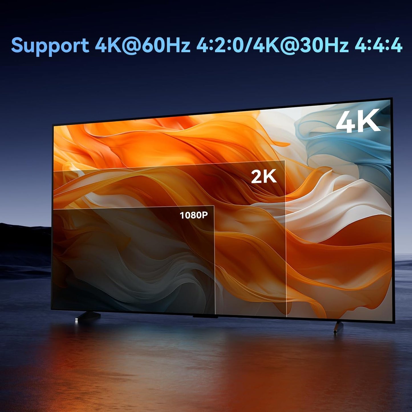 HDMI Splitter 1 in 8 Out, 8 Port HDMI Splitter Support 4K@60Hz 4:4:4 8-bit Duplicate/Mirror, HDMI 2.0, 18 Gbps, EDID, HDCP, 3D Video Play