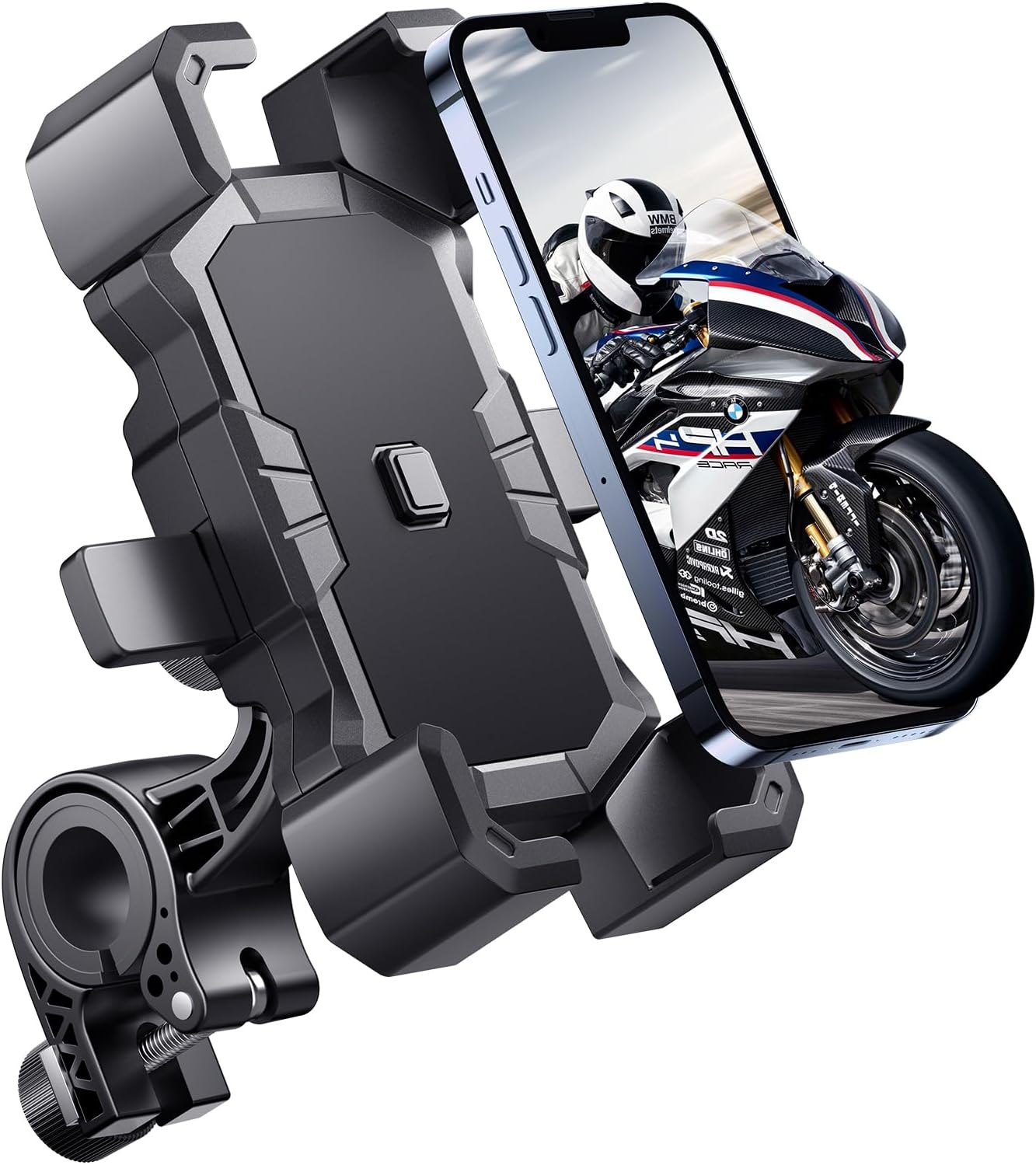 Bike Phone Holder Handlebar,Motorcycle Phone Mount,ATV Cell Phone Clamp,Scooter Phone Clip for iPhone 15 Pro Max14 13 12plus, Samsung S24Ultra S23 and More 4.7" to 7.0" inch Phone