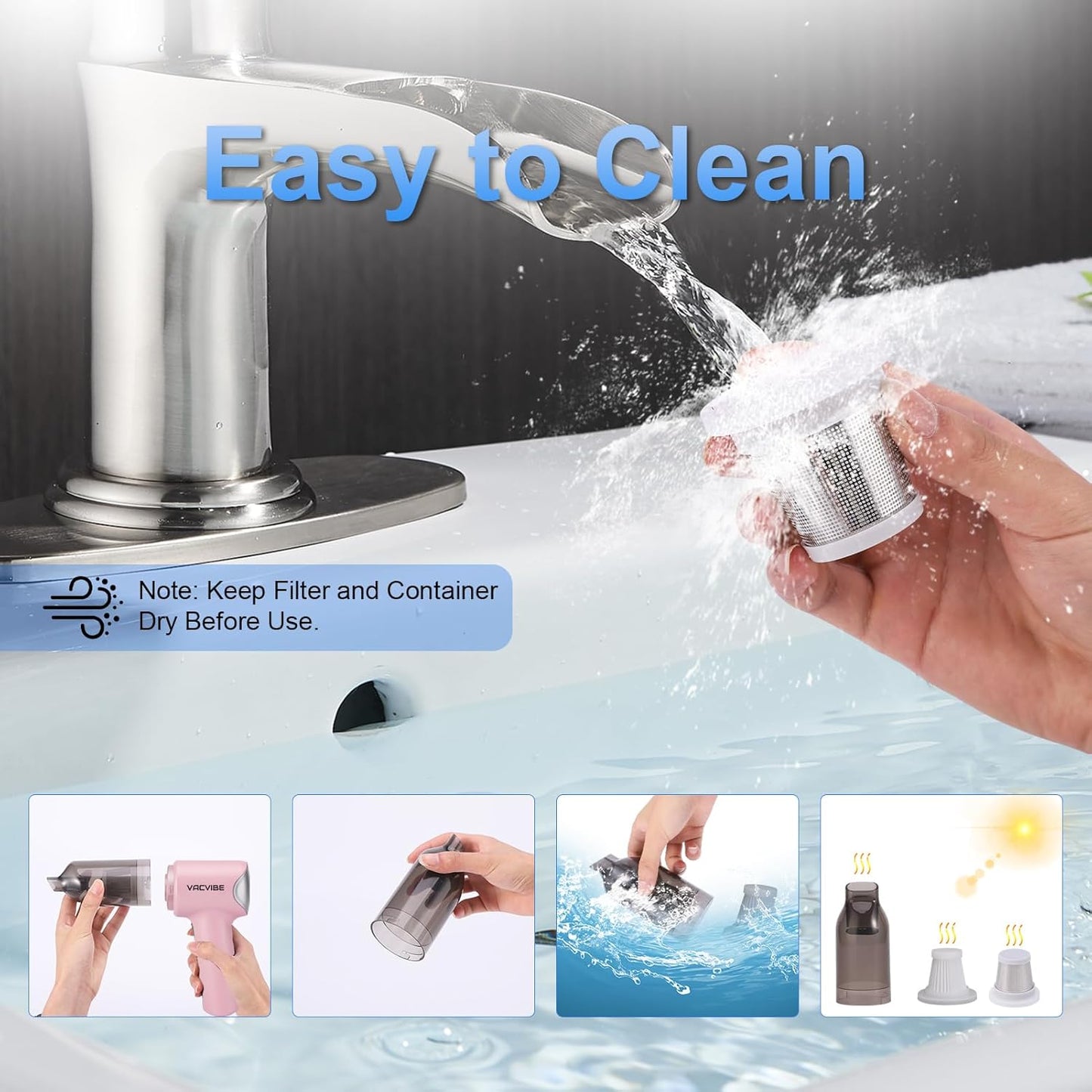 Handheld Car Vacuum Cleaner, 21000PA 4 in 1 Portable Rechargeable Brushless Motor Mini Cordless Car Cleaner, 120W High Power with Multi-Nozzles for Home Office Pet, Present for Girl Women Pink