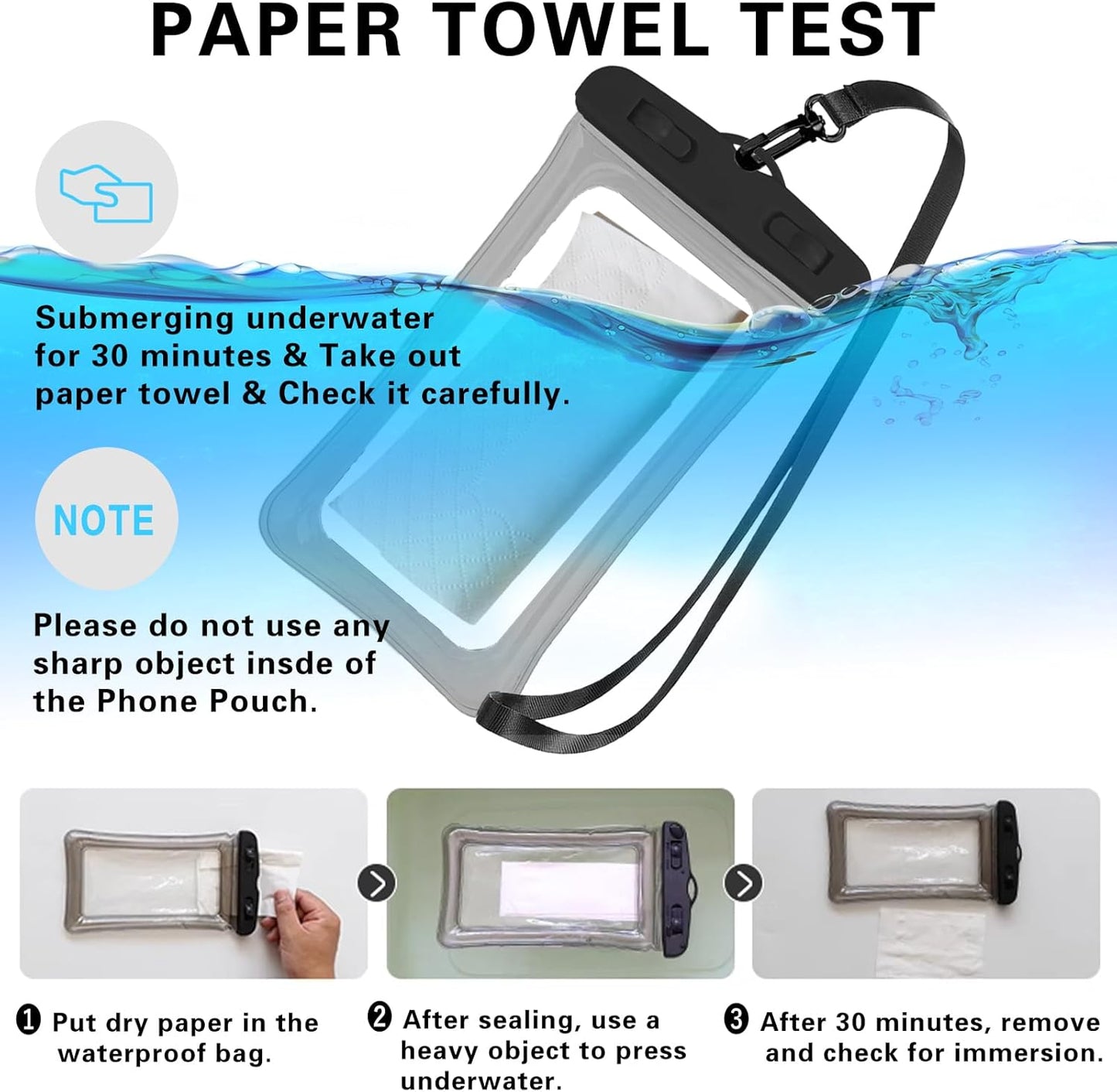 2 Pcs Waterproof Phone Pouch, Universal IPX8 Floating Waterproof Cell Phone Case Dry Bag, Compatible with Most Cell Phone on Market, Waterproof Phone Protector for Beach Swimming (Blue + Green)