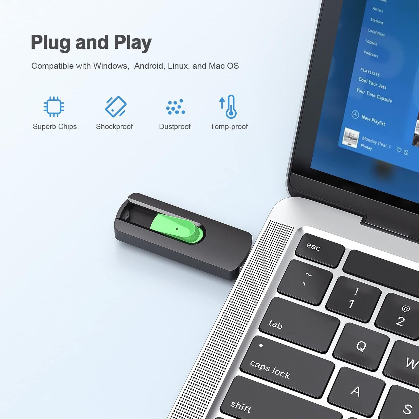 Aiibe 512GB USB 3.0 Flash Drive Thumb Drive USB Drive 512 GB Flash Drive Retractable Jump Drive 512GB for PC Laptop (Green)