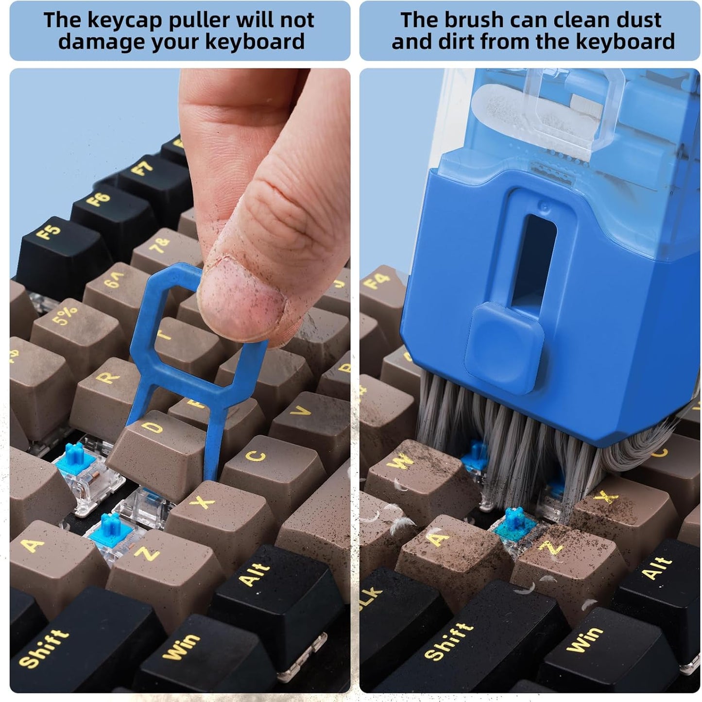 Ordilend Keyboard Cleaning Kit Laptop Cleaner, All-in-One Computer Camera Cleaning Kits Brush Tool, Multi-Function PC Electronic Cleaner for iPad iPhone Pro Earbuds Camera Monitor with Patent, SkyBlue