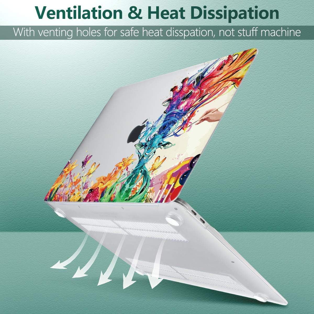 Batianda Case Cover for MacBook Air 13 Inch 2020 2019 2018 M1 A2337 A2179 A1932 Version, Unique Pattern Hard Shell Cover for New MacBook Air 13" with Retina Display & Touch ID (Colorful Deer)