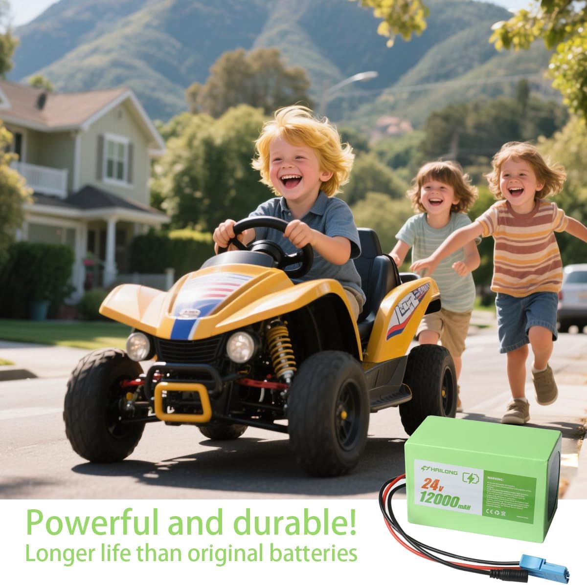 24V 12Ah Battery for Kids Ride-On Toys Compatible with Power Wheels & UTVs | Lightweight Replacement with 2A Charger | 7S4P 29.4V (24V12Ah)