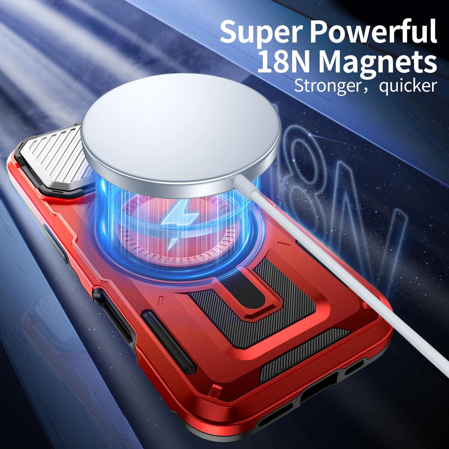 Camera Stand Case for iPhone 16 Pro Max, [Compatible with MagSafe] [Lens Cover] 2024 Version Military Grade Protective Soft Case for iPhone 16 Pro Max 6.9 inch Men Women, Red