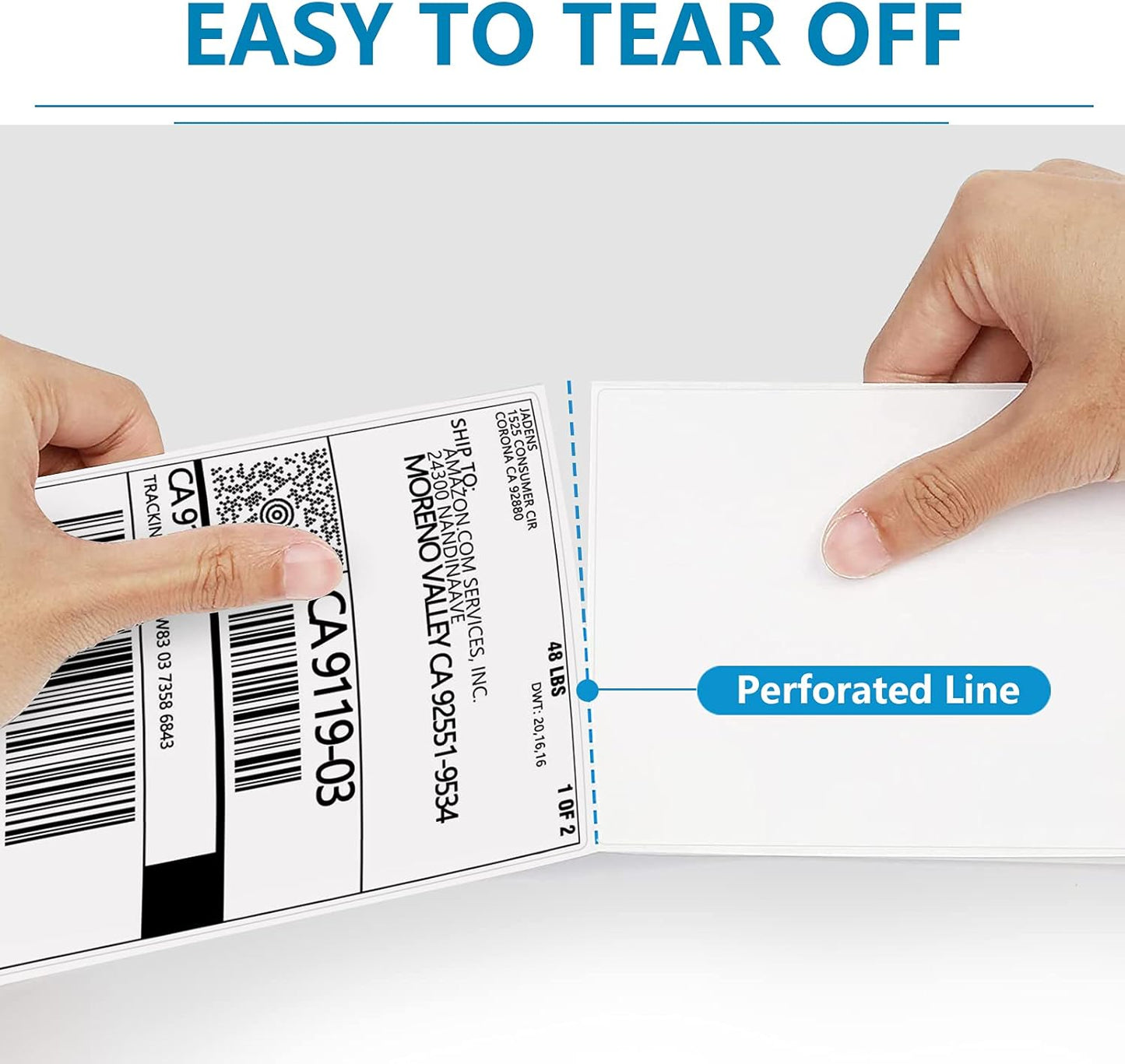 JADENS Thermal Labels 4x6-500 Labels, Compatible with Rollo, Brother, Zebra and Most Thermal Printer, Perforated, Commercial Grade, Doesn't Compatible with Dymo