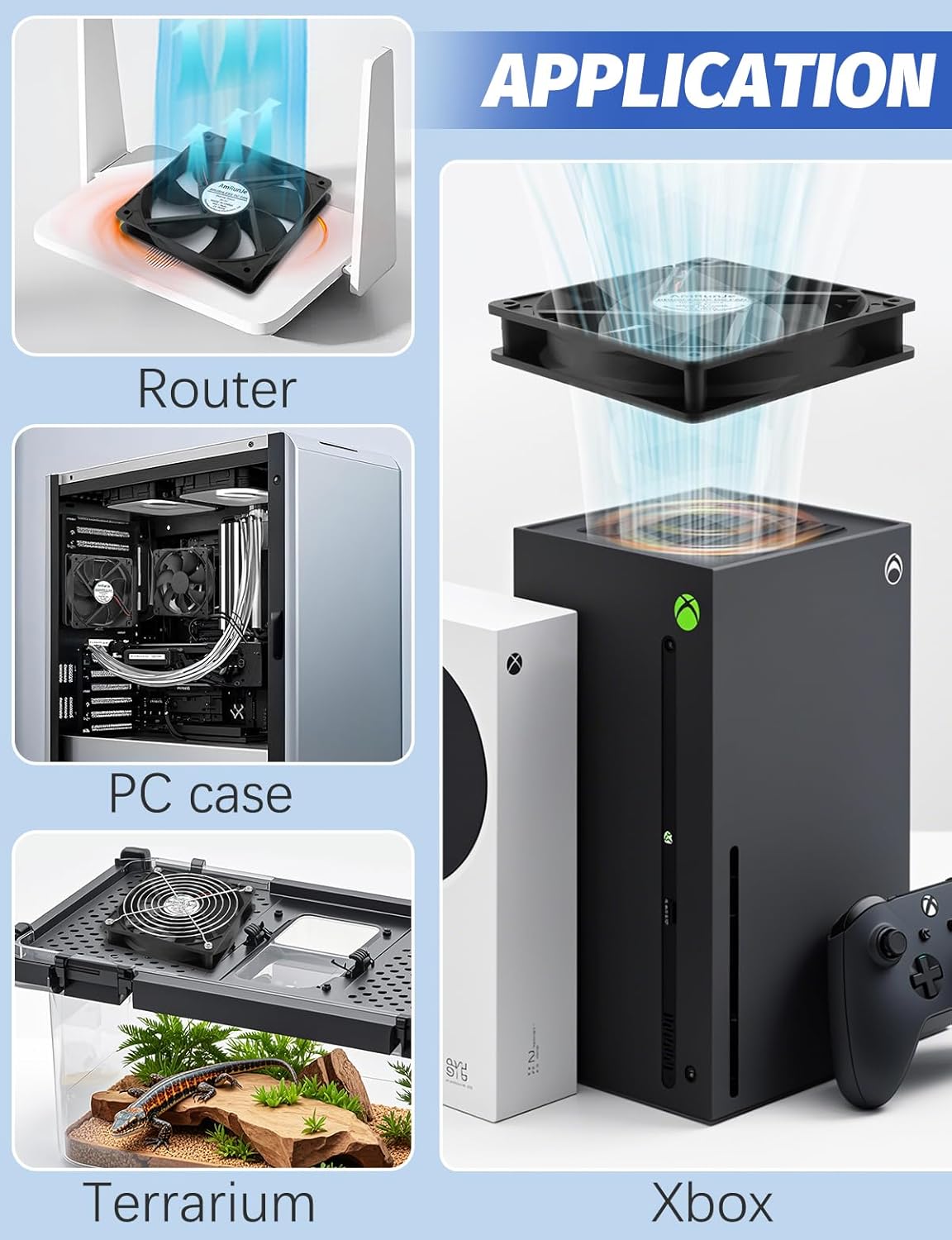 2 Packs AmRunJe 120mm x 25mm USB Cooling Fan 5V Brushless Dual Fan with Speed Controller for Computer Receiver DVR Xbox AV Cabinet Projector Router