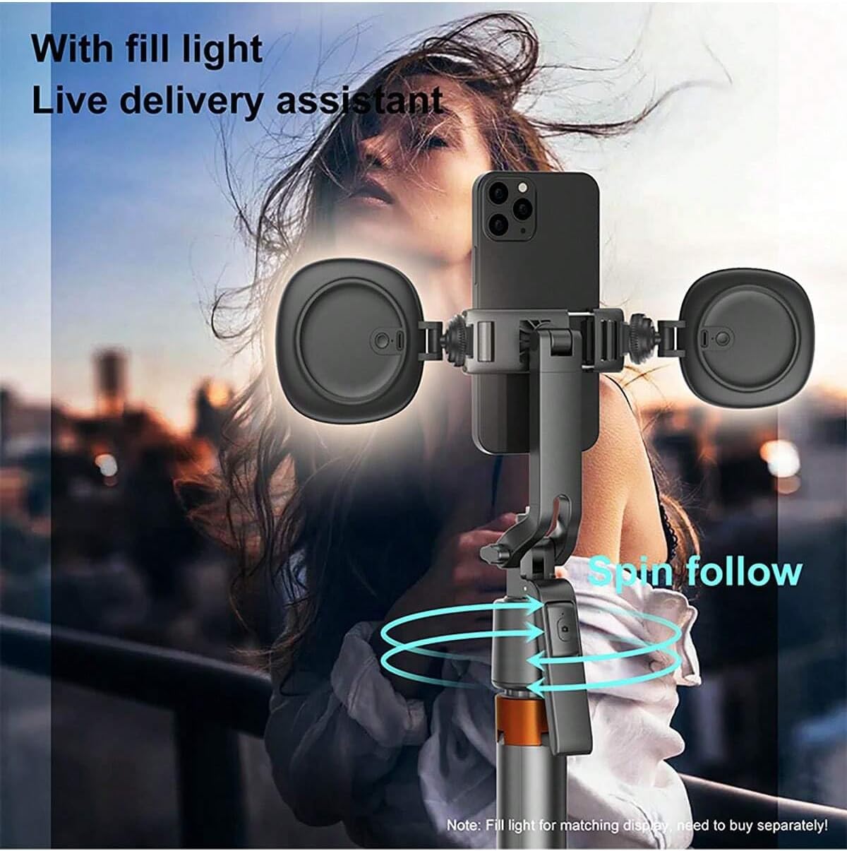 Auto Face Tracking Phone Holder, 360° Rotation Phone Tripod with Wireless Remote and Phone Holder, Selfie Stick Tripod for iPhone、Android Phone, Applied to YouTube, Vlog/TIK Tok