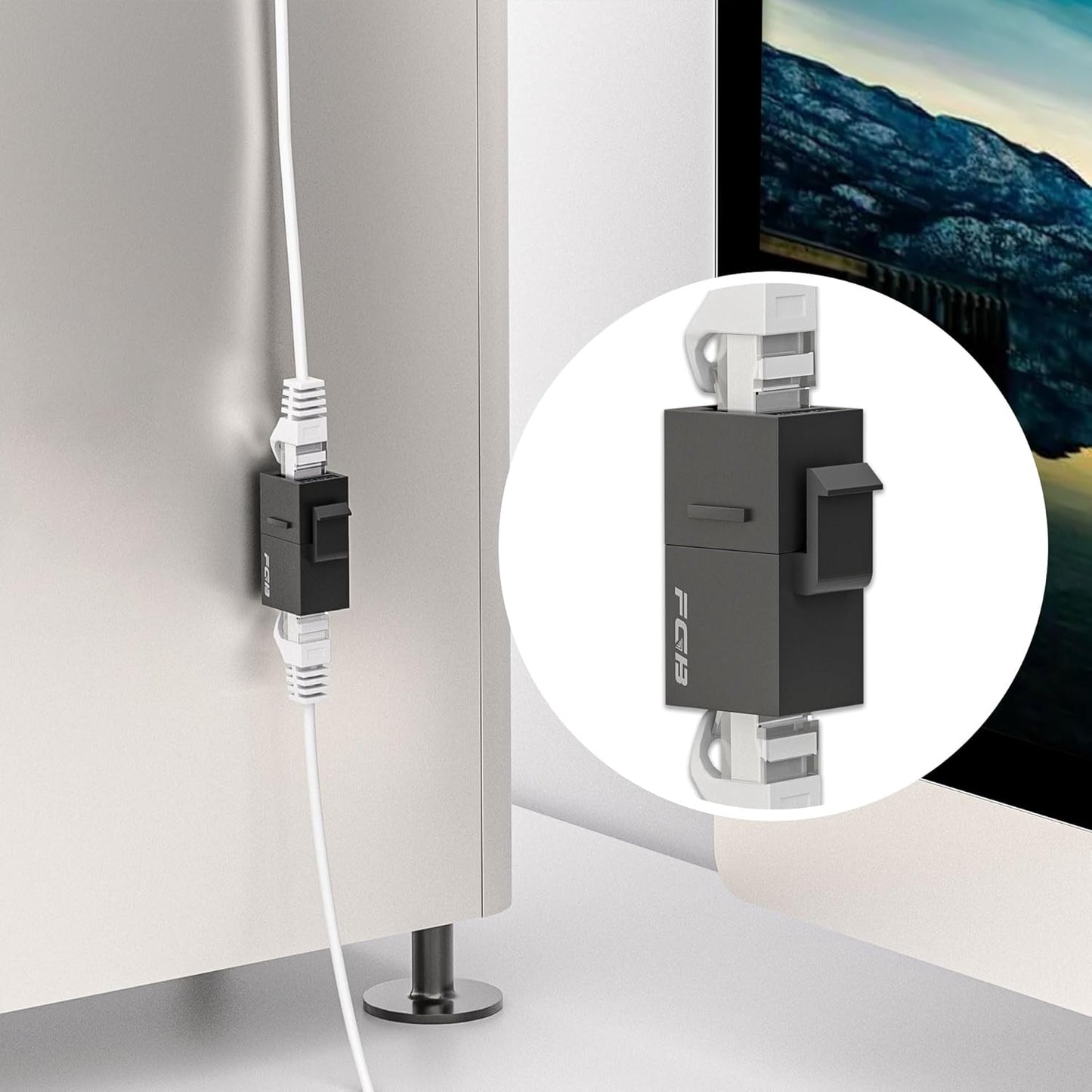 FGB 10 Gbps CAT6A RJ45 Keystone Coupler 25-Pack, CAT6A Keystone Jack, Ethernet Coupler Female to Female UTP for Cat6a/Cat6/Cat5e/Cat5, Black