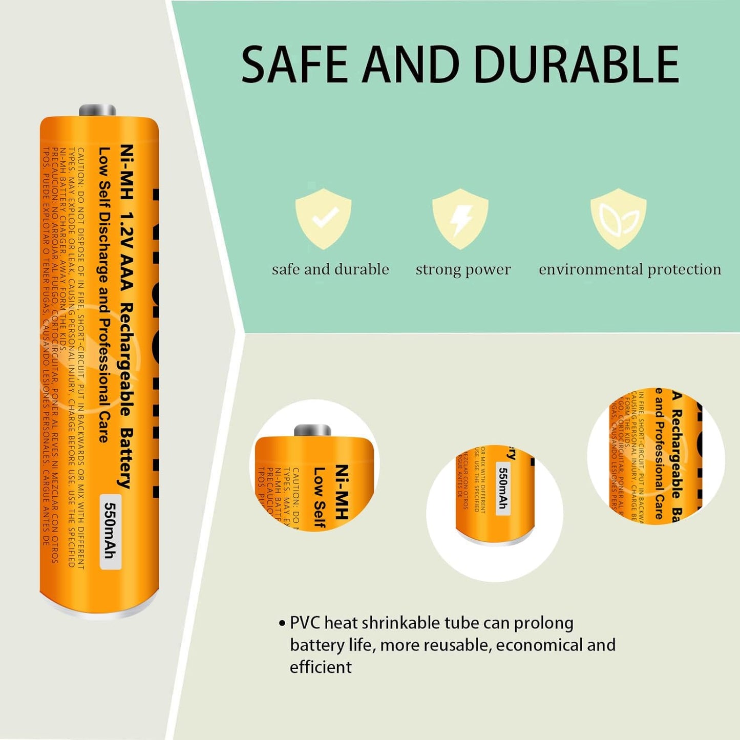 6 Pack NI-MH AAA Rechargeable Battery for Panasonic, 1.2V 550mah AAA Rechargeable Batteries for Panasonic Cordless Phones Handset, Remote Controls, Electronics