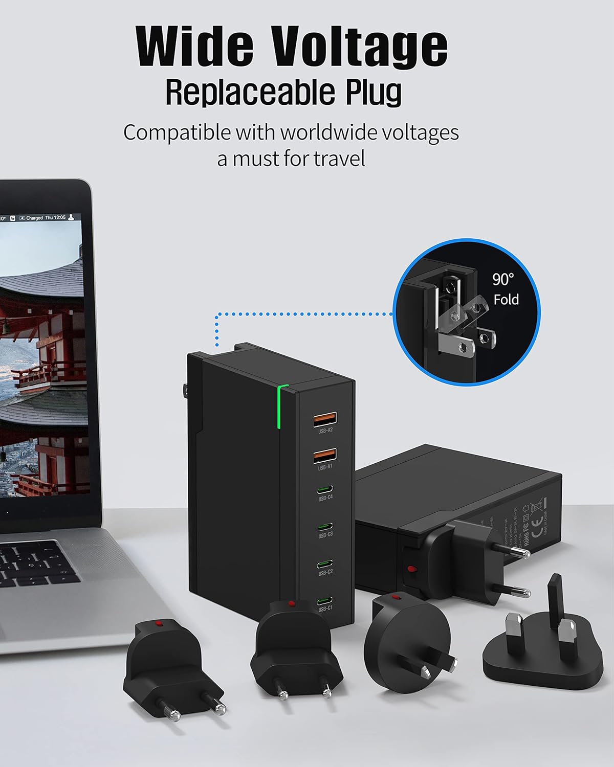 CHIPOFY 200W USB C Wall Charger, GaN Gaming Laptop Super Fast Desktop Charging Block for iPhone 14 13 Pro Max Plus iPad MacBook Samsung Galaxy S23/22/21 Note20 Pixel(UK/EU/AU Plug)